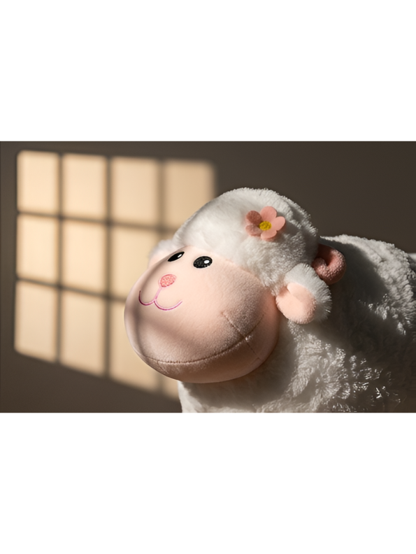 Sheep Plush Toy – 10-Inch Cute White Fluffy Lamb Soft Stuffed Animal with Flower Accent, Kawaii Lamb Pillow Plushie Gift for Kids and Toddlers ST11470
