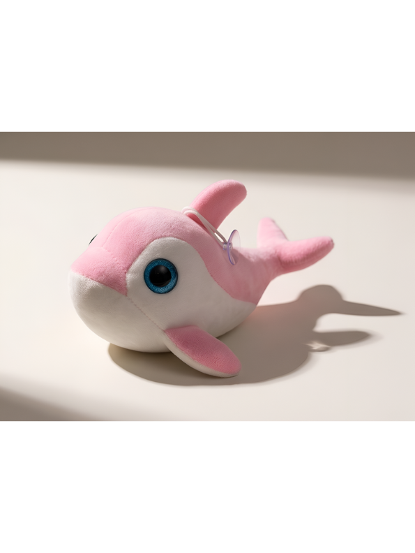 Dolphin Plush Toy - 7-Inch Cute Coral Pink Soft Stuffed Animal Marine Life Teddy Bear with Big Blue Glitter Eyes for Kids and Toddlers ST14658