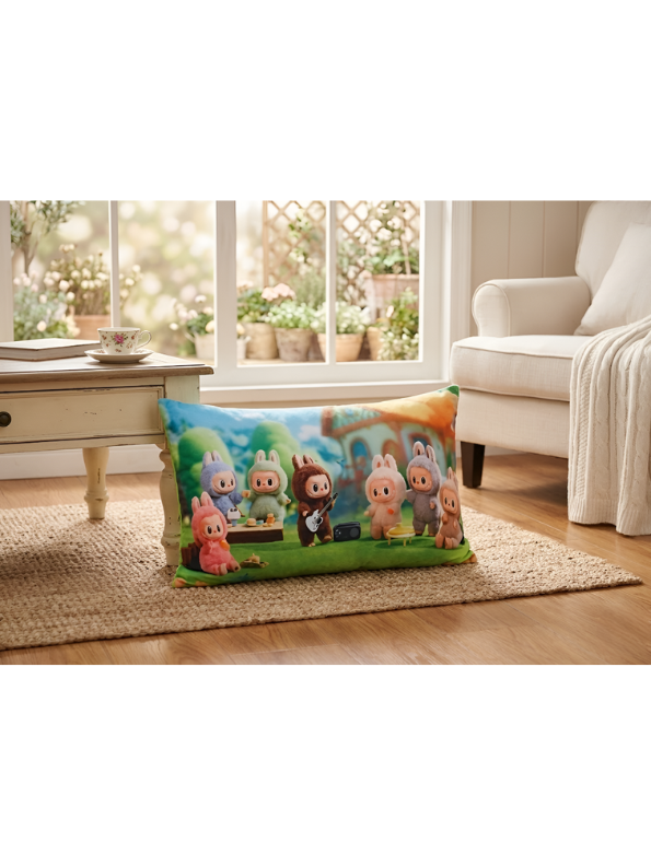 Labubu Pop Mart Decorative Pillow – Monsters Forest Concert Plush Throw Pillow for Kids & Adults, Cute Soft Plush Cushion for Bedroom & Living Room ST11441