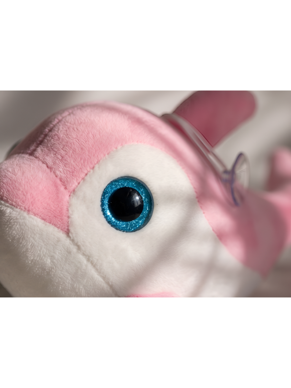 Dolphin Plush Toy - 7-Inch Cute Coral Pink Soft Stuffed Animal Marine Life Teddy Bear with Big Blue Glitter Eyes for Kids and Toddlers ST14658