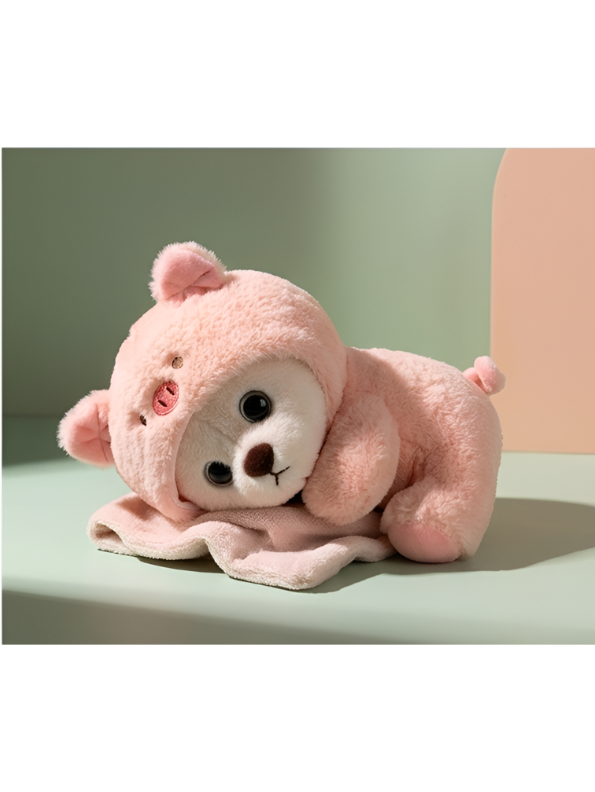 Cute Teddy Bear in Pink Pig Costume Plush Toy – Soft Stuffed Animal Doll for Kids and Toddlers ST11064