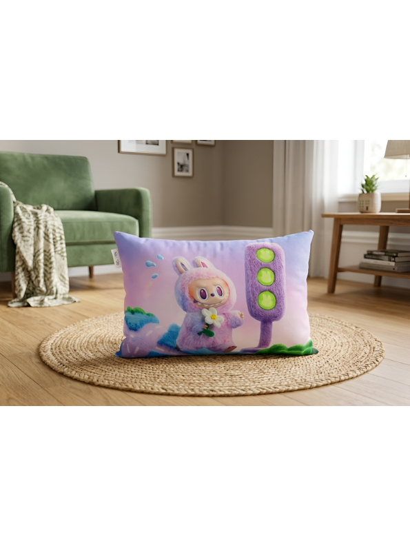 Purple Monster Kids Cushion – 3D Character Throw Pillow for Kids Room Decor | Soft Rectangular Cartoon Cushion for Bed, Sofa & Playroom ST11441