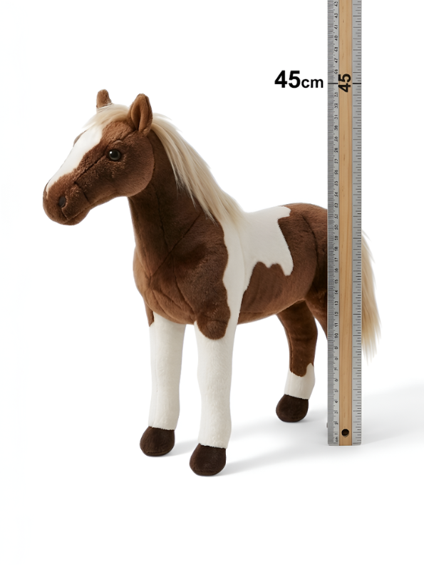 Horse Plush Toy – 45cm Realistic Paint Brown & White Spotted Pony Soft Stuffed Animal for Kids & Gifts ST14978