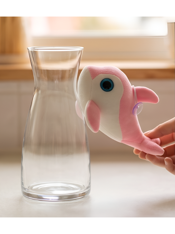 Dolphin Plush Toy - 7-Inch Cute Coral Pink Soft Stuffed Animal Marine Life Teddy Bear with Big Blue Glitter Eyes for Kids and Toddlers ST14658