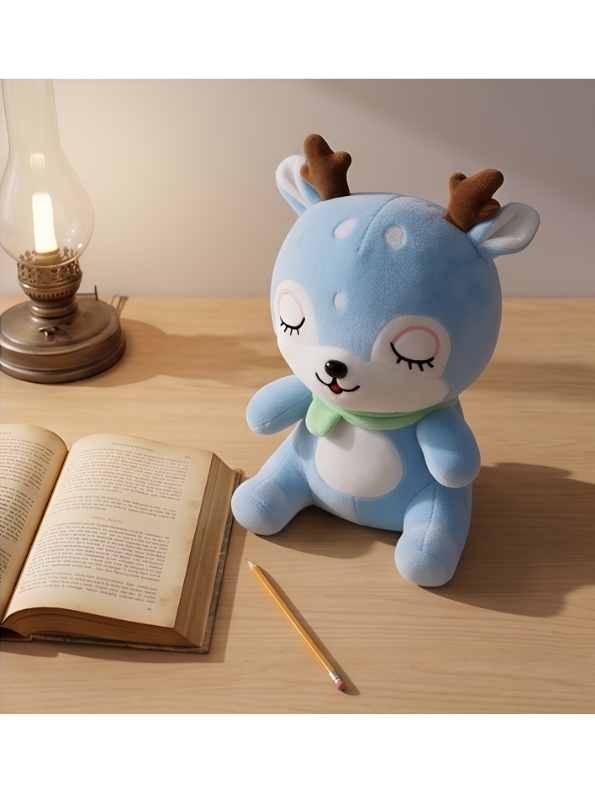 Deer Plush Toy – 10-Inch Cute Blue Soft Stuffed Animal with Scarf for Kids and Toddlers ST11473