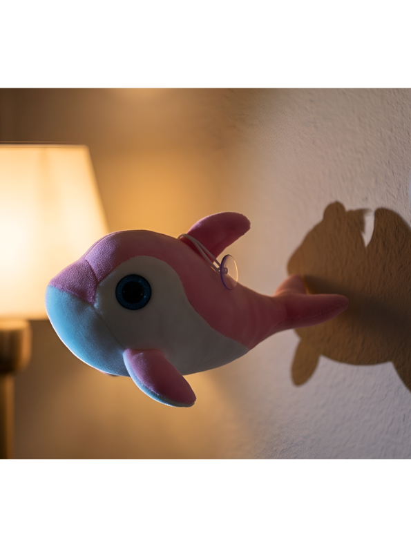 Dolphin Plush Toy - 7-Inch Cute Coral Pink Soft Stuffed Animal Marine Life Teddy Bear with Big Blue Glitter Eyes for Kids and Toddlers ST14658