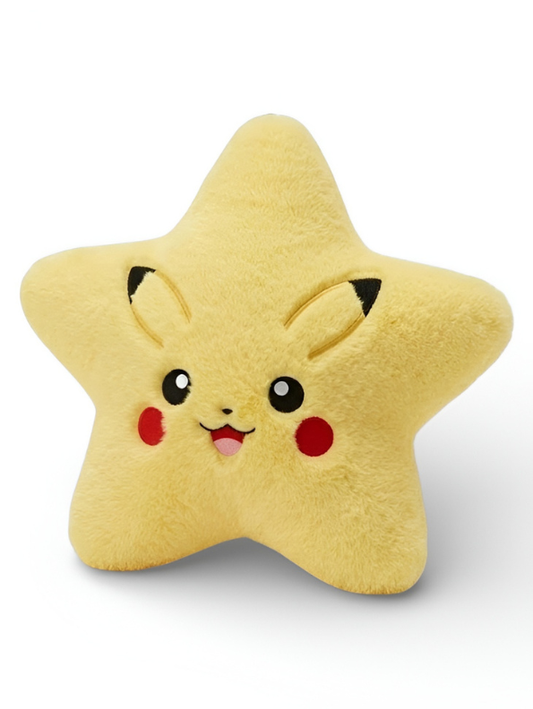 Pikachu Inspired Star Plush Pillow – 7 Inch Soft Yellow Pokémon Style Star Stuffed Toy, Cute Kids Plushie Cushion, Anime Room Decor Gift ST15978