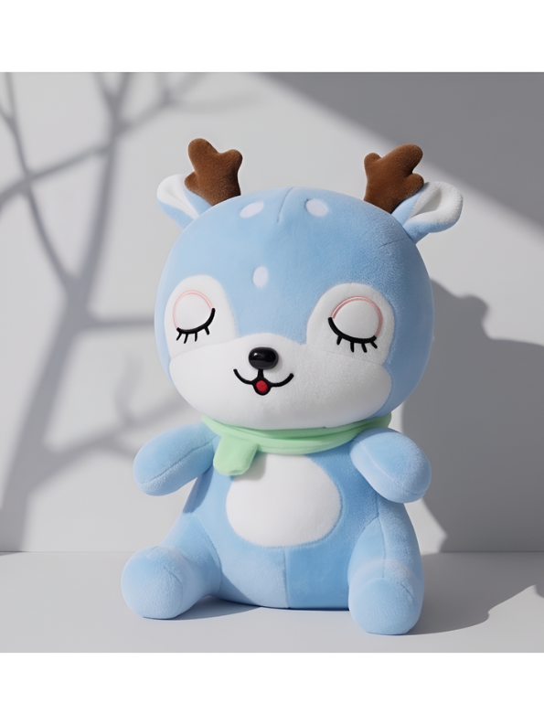 Deer Plush Toy – 10-Inch Cute Blue Soft Stuffed Animal with Scarf for Kids and Toddlers ST11473