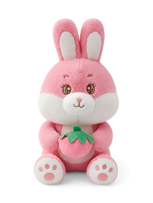 Bunny Plush Toy Holding Strawberry – 15-Inch Pink Soft Stuffed Animal Gift for Girls, Toddlers & Kids ST14440