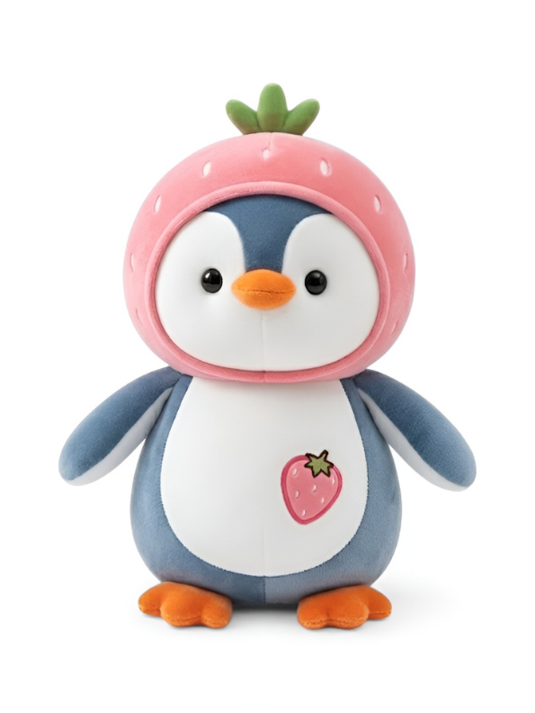 Strawberry Penguin Plush Toy – 15-Inch Ultra-Soft Stuffed Animal with Cute Fruit Hoodie & Embroidered Details for Kids & Gifts ST14153