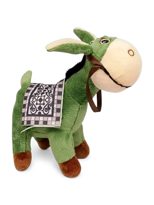 Green Donkey Soft Toy with Decorative Saddle – Cute 7-Inch Plush Burgundy Stuffed Farm Animal Plushie for Kids & Toddlers ST13195.