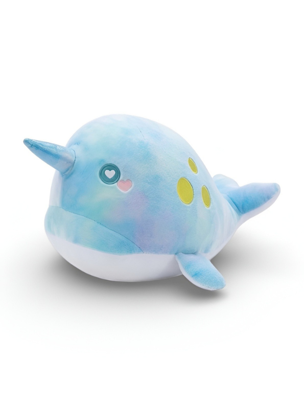 Cute Narwhal Plush Soft Toy (7 Inch) – Blue Stuffed Animal with Golden Horn, Ultra-Soft Marine Toy for Kids ST14580