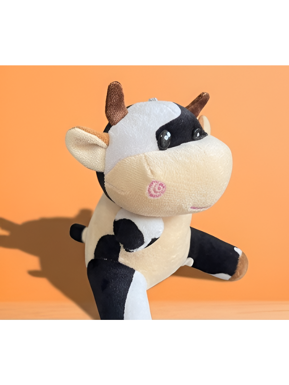 Cow Plush Toy – 7-Inch Soft Stuffed Animal Holstein Cow with Horns & Tail, Kawaii Cattle Plushie Figure for Toddlers ST14582