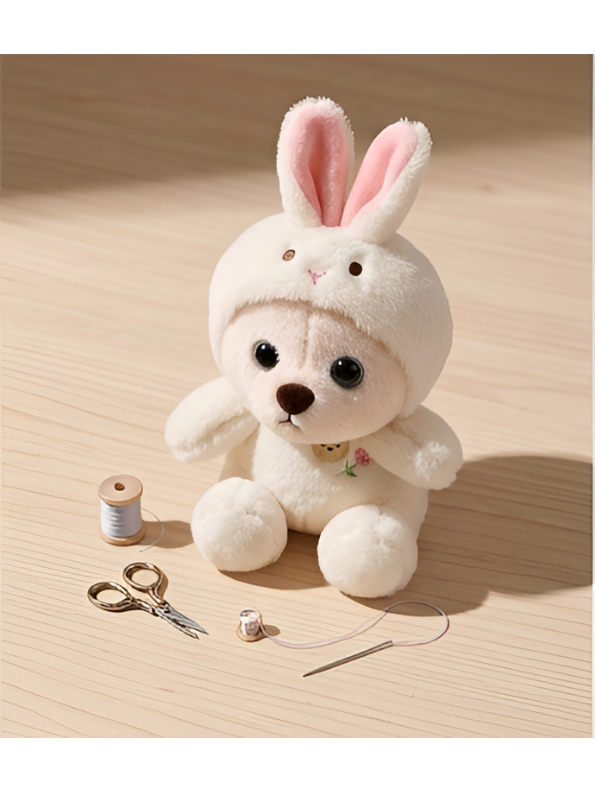 Cute White Bear Plush in Bunny Costume – Soft Teddy Bear Toy with Rabbit Hood – Premium Stuffed Animal for Kids ST11064