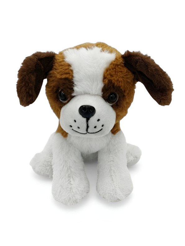 Cute Brown & White Saint Bernard Puppy Plush Toy – 8-Inch Soft Stuffed Dog for Kids, Ultra-Soft Cuddly Animal Plushie Gift for Toddlers & Children ST14953