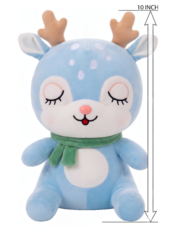 Deer Plush Toy – 10-Inch Cute Blue Soft Stuffed Animal with Scarf for Kids and Toddlers ST11473