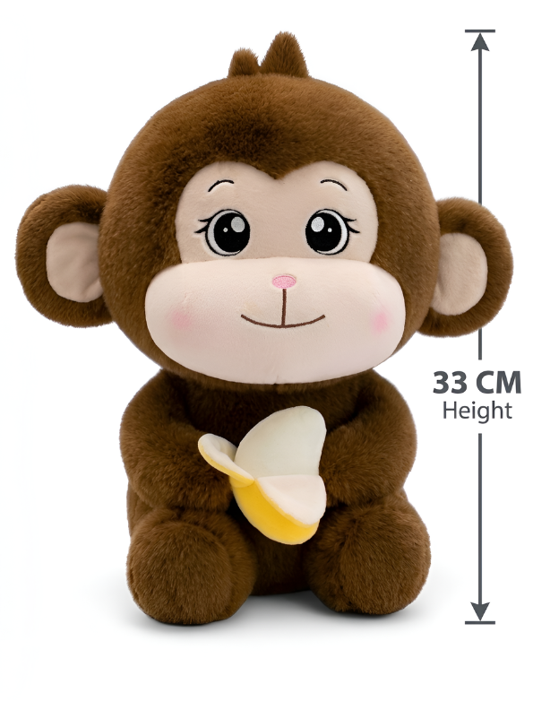 Monkey Soft Toy with Banana – 33cm Plush Adorable Brown Stuffed Animal for Kids & Toddlers, Ultra-Soft Cuddly Gift for Boys & Girls ST14463.