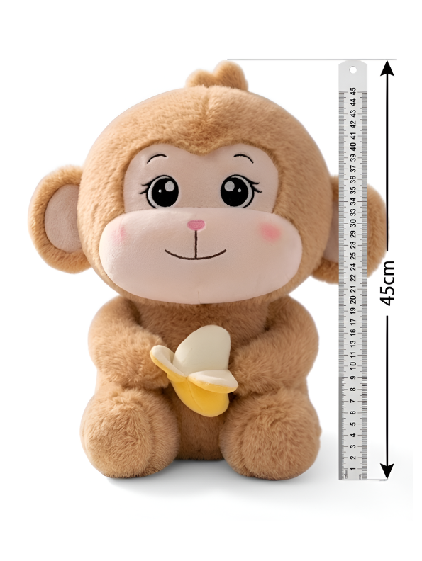 Monkey Plush Toy with Banana – 45cm Sitting Ultra-Soft Stuffed Animal for Kids, Cute Light Brown Nursery Décor, ST14463