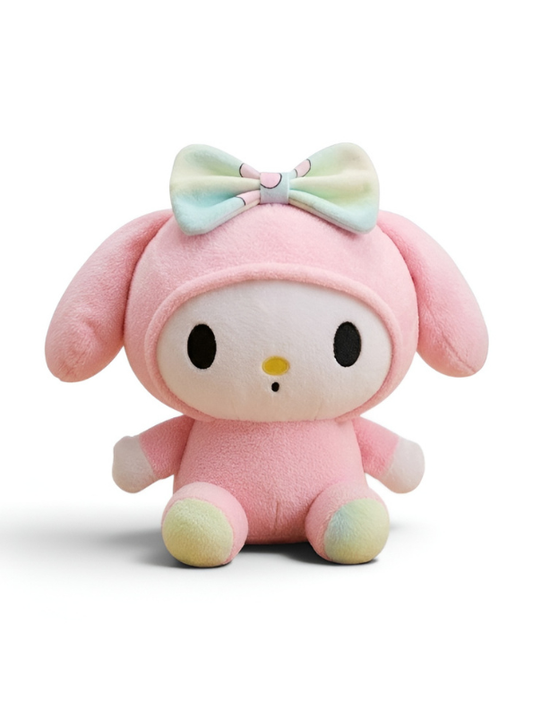 My Melody Pastel Plush Toy – 7-Inch Kawaii Sanrio Soft Stuffed Animal with Rainbow Bow & Accents – Cuddly Gift for Kids and Collectors ST16627