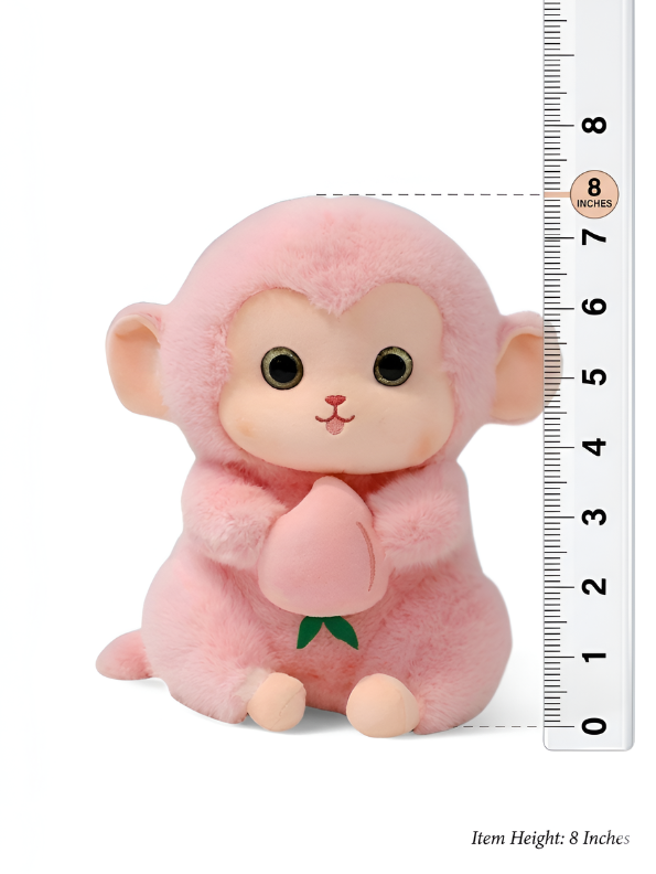 Pink - Cute Plush Monkey Stuffed Animal with Peach - Super Soft Toy Gift for Kids & Baby ST14653