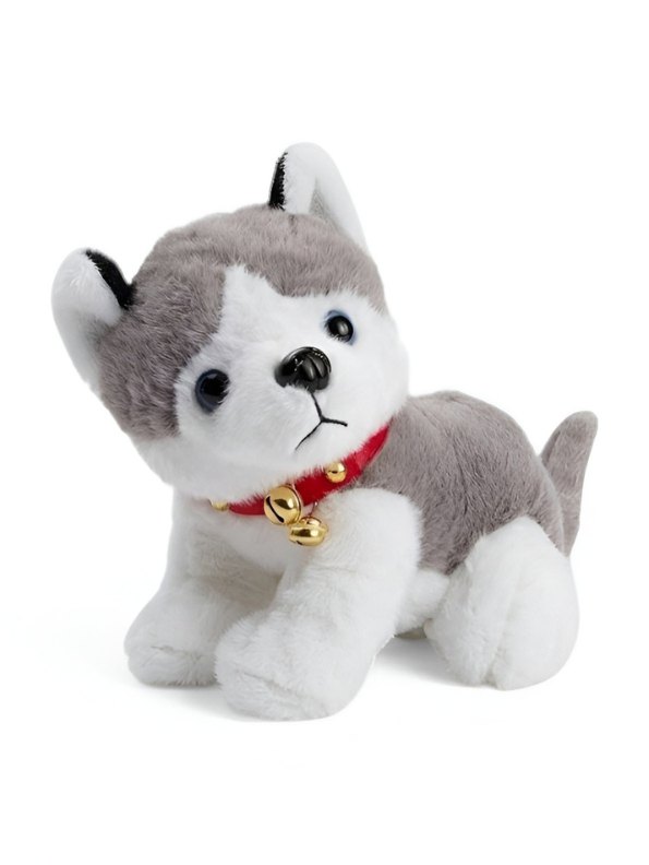40cm Soft Husky Plush Stuffed Animal – Adorable Husky Puppy Dog Toy with Red Collar & Bell, Ultra-Cuddly Gift for Kids and Dog Lovers ST14631