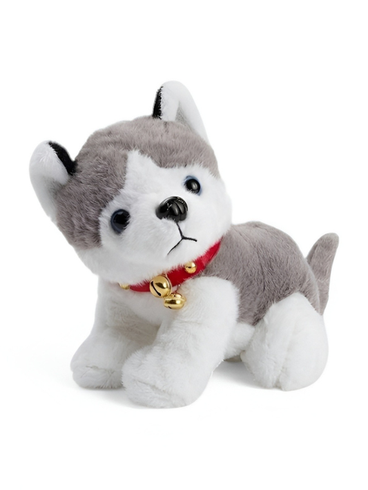 40cm Soft Husky Plush Stuffed Animal – Adorable Husky Puppy Dog Toy with Red Collar & Bell, Ultra-Cuddly Gift for Kids and Dog Lovers ST14631