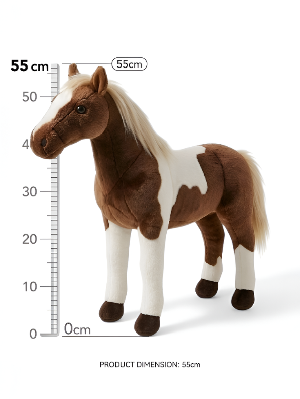 Horse Plush Toy – 55cm Realistic Paint Brown & White Spotted Pony Soft Stuffed Animal for Kids & Gifts ST14979