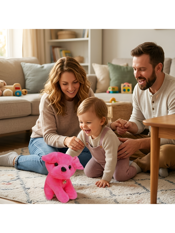 Pink Labrador Puppy Plush Soft Toy with Bell Collar – 7-Inch Ultra-Soft Stuffed Dog for Kids & Toddlers, Cute Cuddly Animal Gift for Boys & Girls ST12003