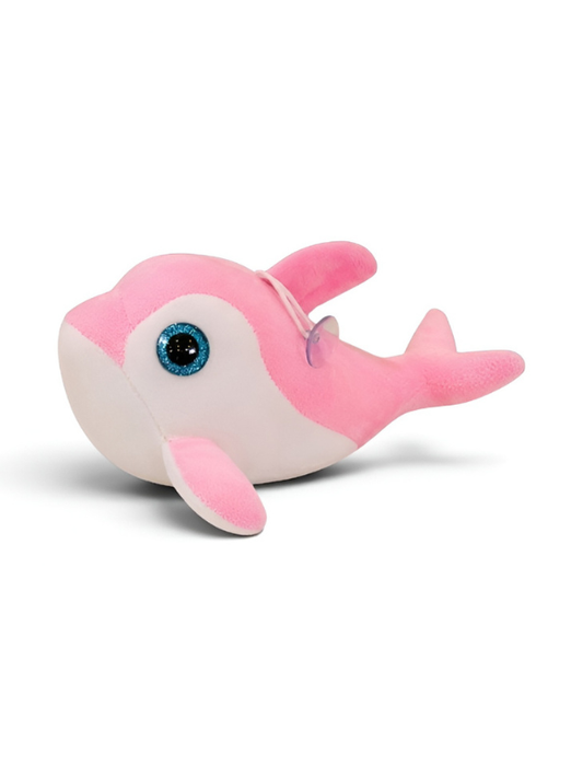 Dolphin Plush Toy - 7-Inch Cute Coral Pink Soft Stuffed Animal Marine Life Teddy Bear with Big Blue Glitter Eyes for Kids and Toddlers ST14658