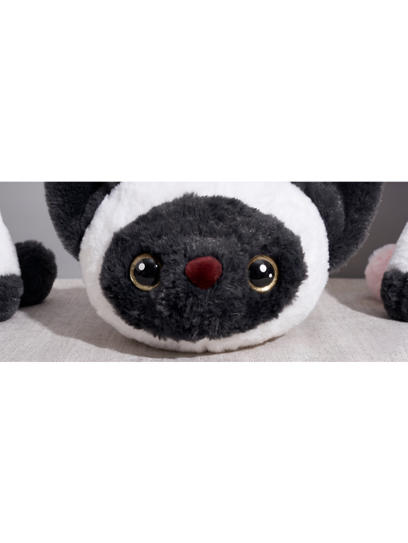 Siamese Cat Plush Toy – 8-Inch Cute Black and White Stuffed Animal Kitten with Big Glitter Eyes, Fluffy Soft Toy for Kids and Cat Lovers ST16507