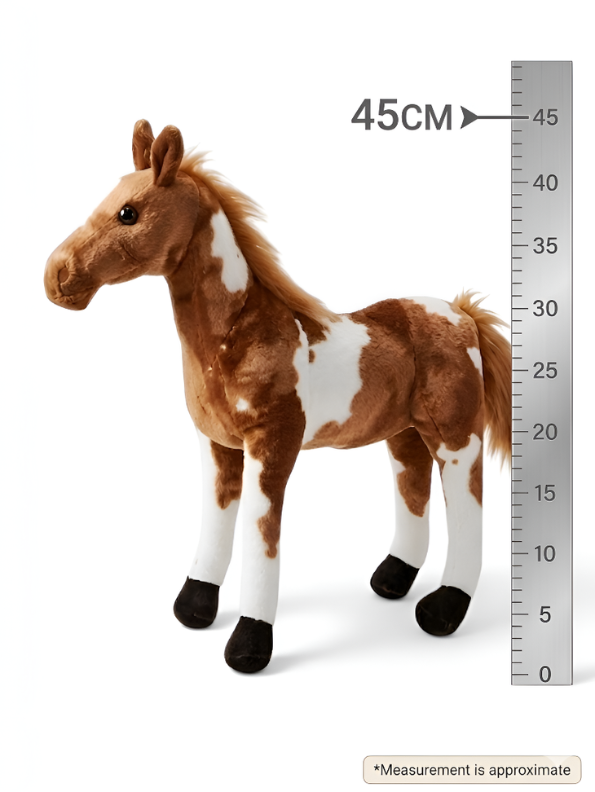 Horse Plush Toy – Premium 45cm Realistic Standing Soft Stuffed Pony with White Patches, High-Quality Lifelike Animal Gift for Kids & Collectors ST14978