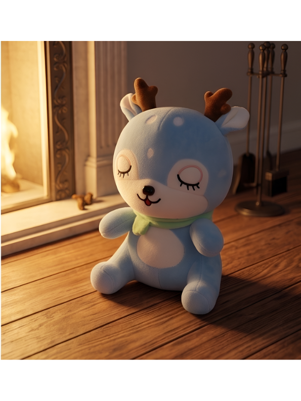 Deer Plush Toy – 10-Inch Cute Blue Soft Stuffed Animal with Scarf for Kids and Toddlers ST11473