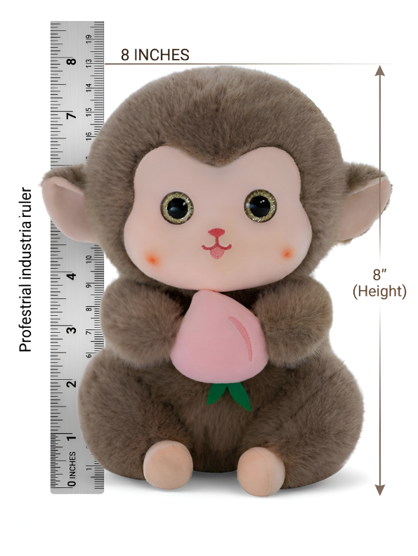 Grey - Cute Plush Monkey Stuffed Animal with Peach - 8 Inch Super Soft Toy Gift for Kids & Baby ST14653