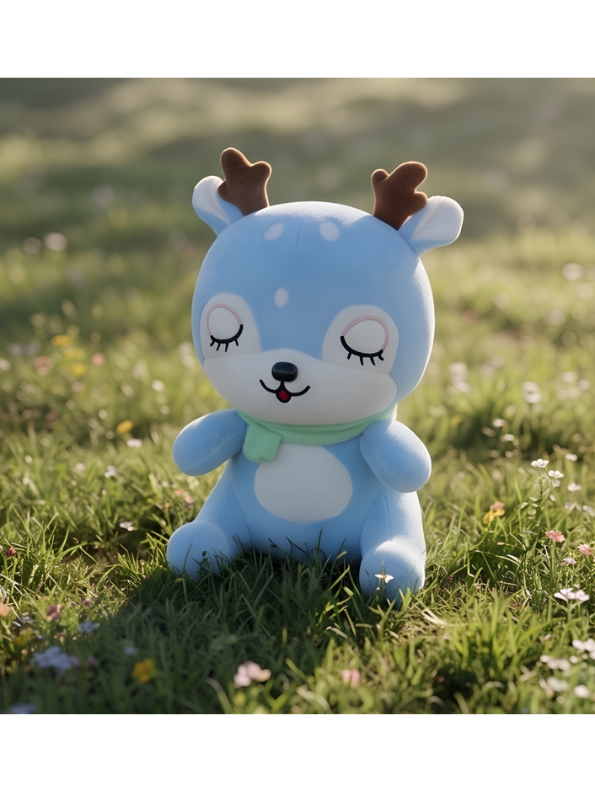 Deer Plush Toy – 10-Inch Cute Blue Soft Stuffed Animal with Scarf for Kids and Toddlers ST11473