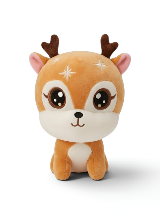Deer Plush Toy - Brown 7-Inch Cute Soft Stuffed Animal Reindeer with Antlers, Kawaii Forest Friends Plushie for Kids ST11608