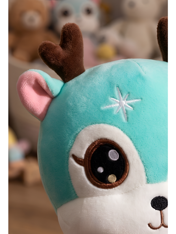 Deer Plush Toy - Blue 7-Inch Cute Soft Stuffed Animal Reindeer with Antlers, Kawaii Forest Friends Plushie for Kids ST11608