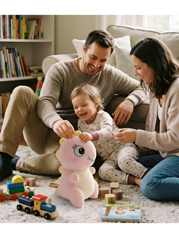 Pink Dinosaur Plush Toy – 7-Inch Soft Stuffed Animal Dino with Cute Embroidery – Small Kawaii Dinosaur Doll for Toddlers, Kids ST14707