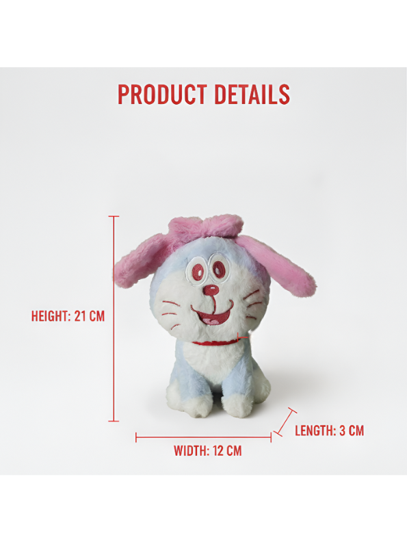 Doraemon Plush Toy 21-cm – Soft Blue & White Stuffed Figure with Pink Bow