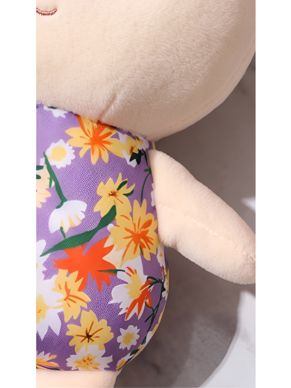 Bunny Soft Toy with Floral Print Romper and Bow – 7-Inch Cute Plush Adorable Stuffed Rabbit Toy for Kids ST11129