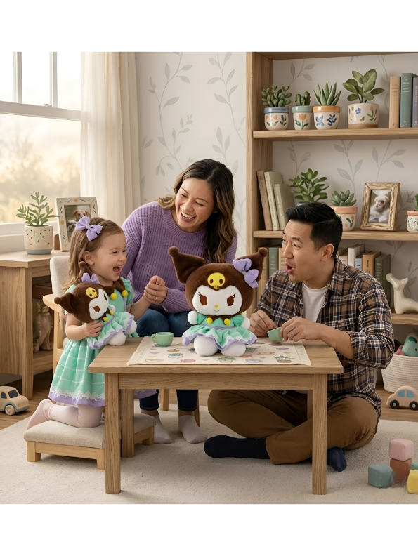 Official Sanrio Kuromi Plush Doll – 30cm Collector’s Edition in Pastel Green Lace Dress – Brown & Purple Soft Stuffed Toy ST15976