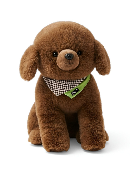 Brown Poodle Stuffed Animal (25CM) – Ultra-Soft Plush Puppy Toy with Bandana, Cute Cuddly Dog Gift for Kids, Toddlers & Baby Showers ST15920
