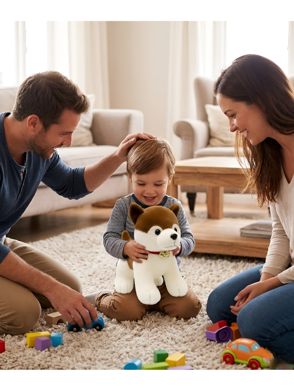 Shiba Inu Plush Toy – 30cm Cute Brown & White Kawaii Dog Stuffed Animal with Bell Collar, Soft Mame Shiba Plush for Kids ST14632
