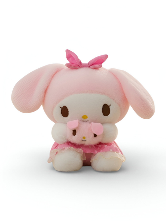 Sanrio My Melody Plush Doll 8 Inch” Pink Sweetheart Edition with Baby Bunny – Kawaii Soft Toy for Kids & Collectors ST15968