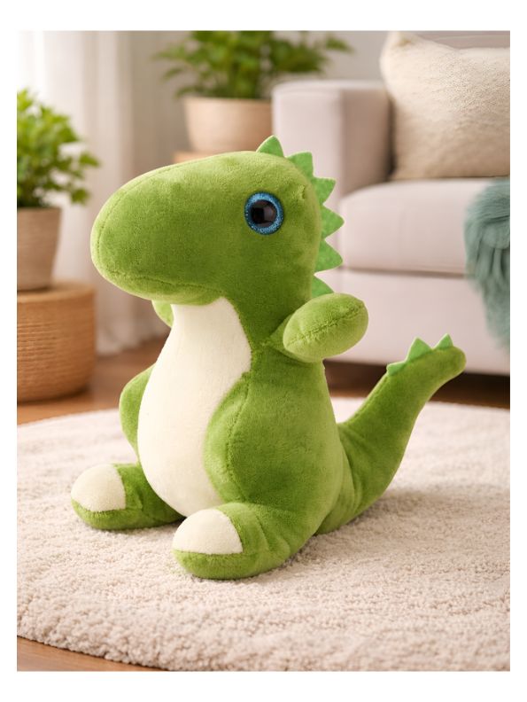 Cute T-Rex Dinosaur Plush Toy – 7-Inch Soft Stuffed Dino with Blue Glitter Eyes for Kids & Toddlers ST11930
