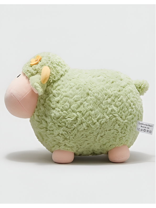 Sheep Plush Toy – 10-Inch Cute Green Fluffy Lamb Soft Stuffed Animal with Flower Accent, Kawaii Lamb Pillow Plushie Gift for Kids and Toddlers ST11470