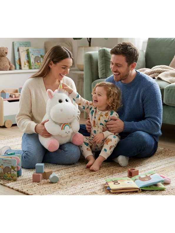 Rainbow Hippo-Unicorn Plush – 8-Inch Ultra-Soft Faux Fur Stuffed Animal with Rainbow Cloud – Cute Mythical Creature Toy for Kids and Toddlers ST13212
