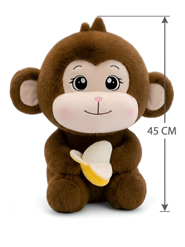 Monkey Plush Toy with Banana – 45cm Sitting Ultra-Soft Stuffed Animal for Kids, Cute Brown Nursery Décor, ST14463