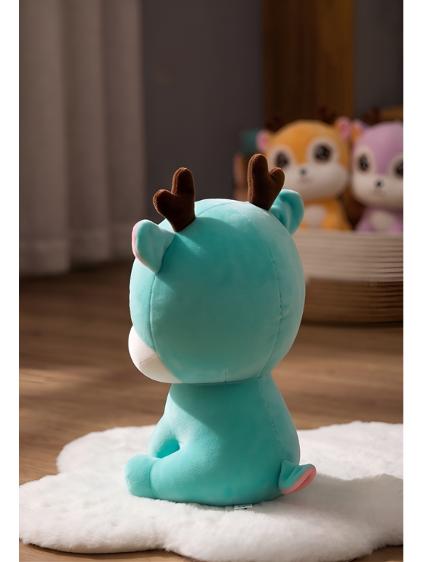 Deer Plush Toy - Blue 7-Inch Cute Soft Stuffed Animal Reindeer with Antlers, Kawaii Forest Friends Plushie for Kids ST11608