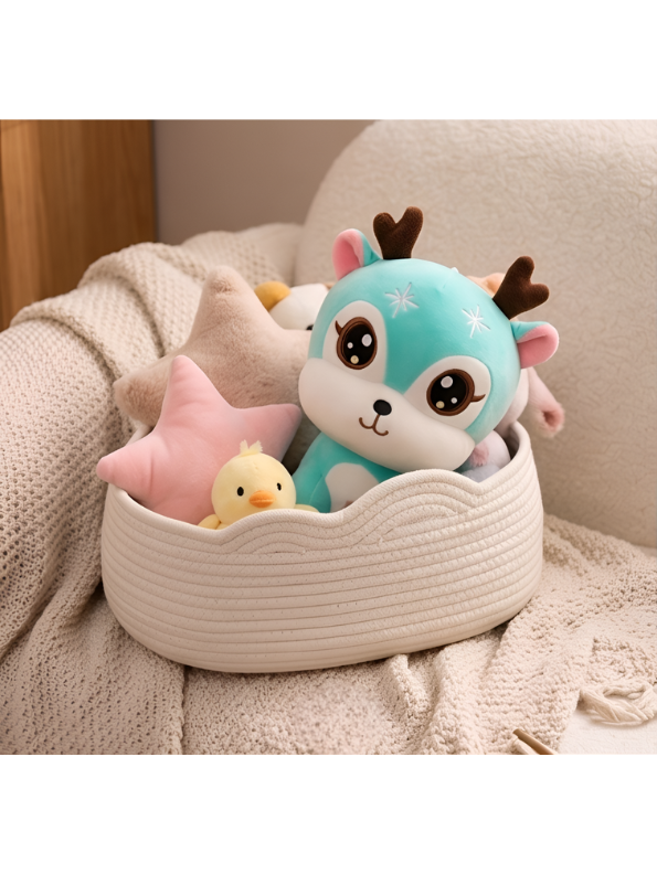 Deer Plush Toy - Blue 7-Inch Cute Soft Stuffed Animal Reindeer with Antlers, Kawaii Forest Friends Plushie for Kids ST11608