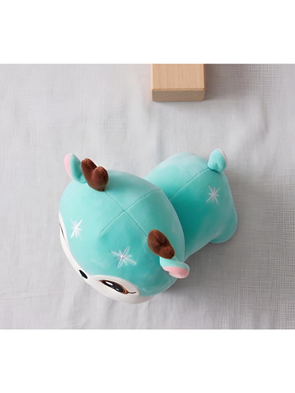 Deer Plush Toy - Blue 7-Inch Cute Soft Stuffed Animal Reindeer with Antlers, Kawaii Forest Friends Plushie for Kids ST11608